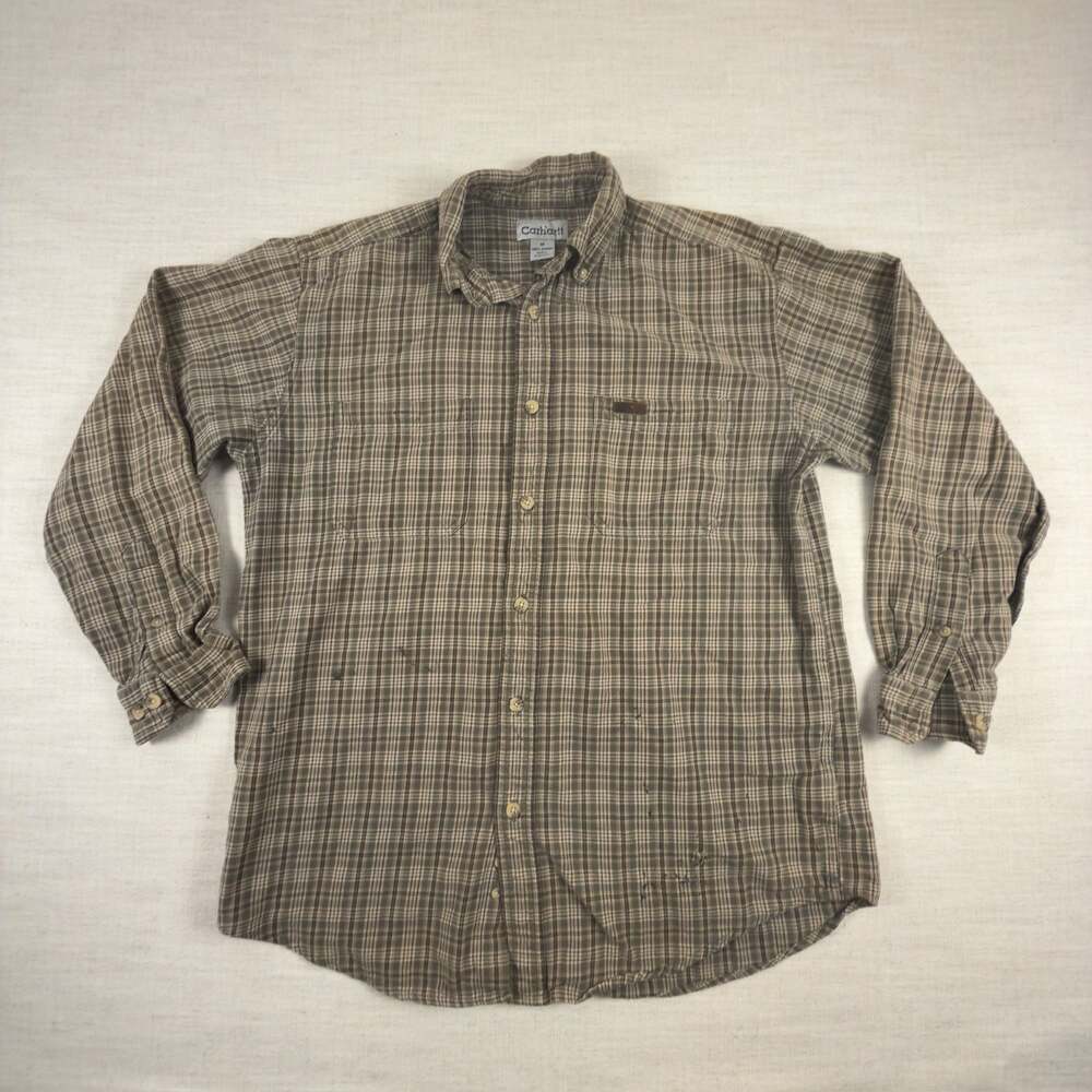 Carhartt Men's Plaid Button Down Long Sleeve Shirt Size M DAMAGED (as is)